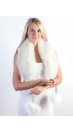 White fox fur scarf with pom poms